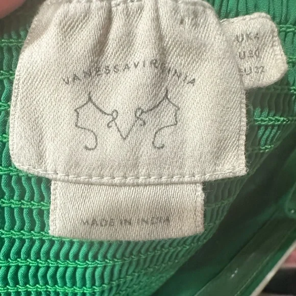 Vanessa Virginia Anthropologie Green Embroidered Strapless Y2K Boho Top Size 0 - Picture 8 of 8